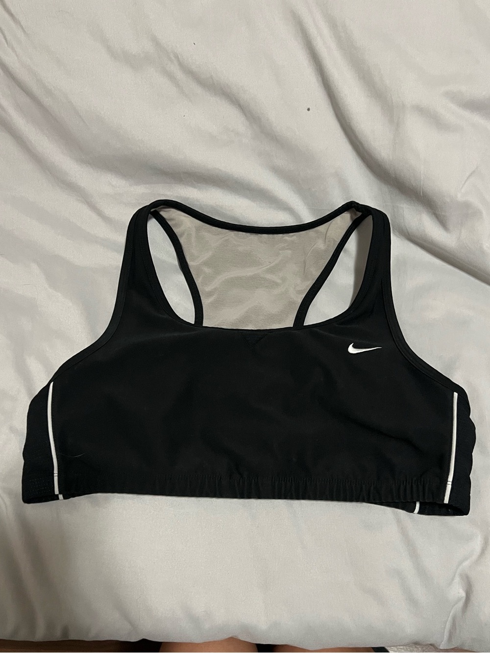 Nike Black Racerback Sports Bra with White Logo